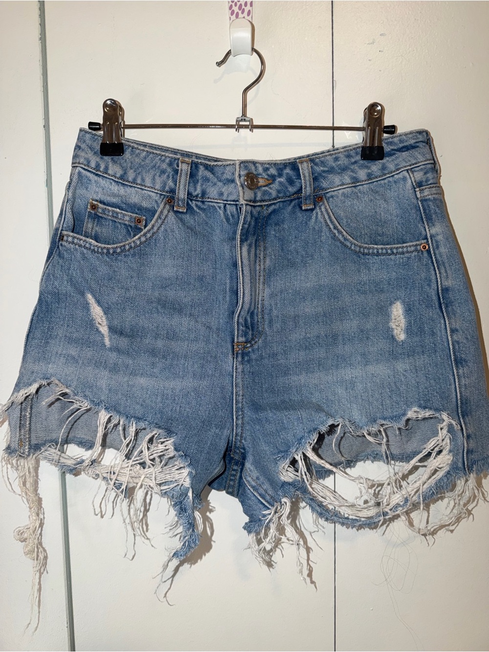 Topshop Light Blue Distressed Denim Jean Shorts